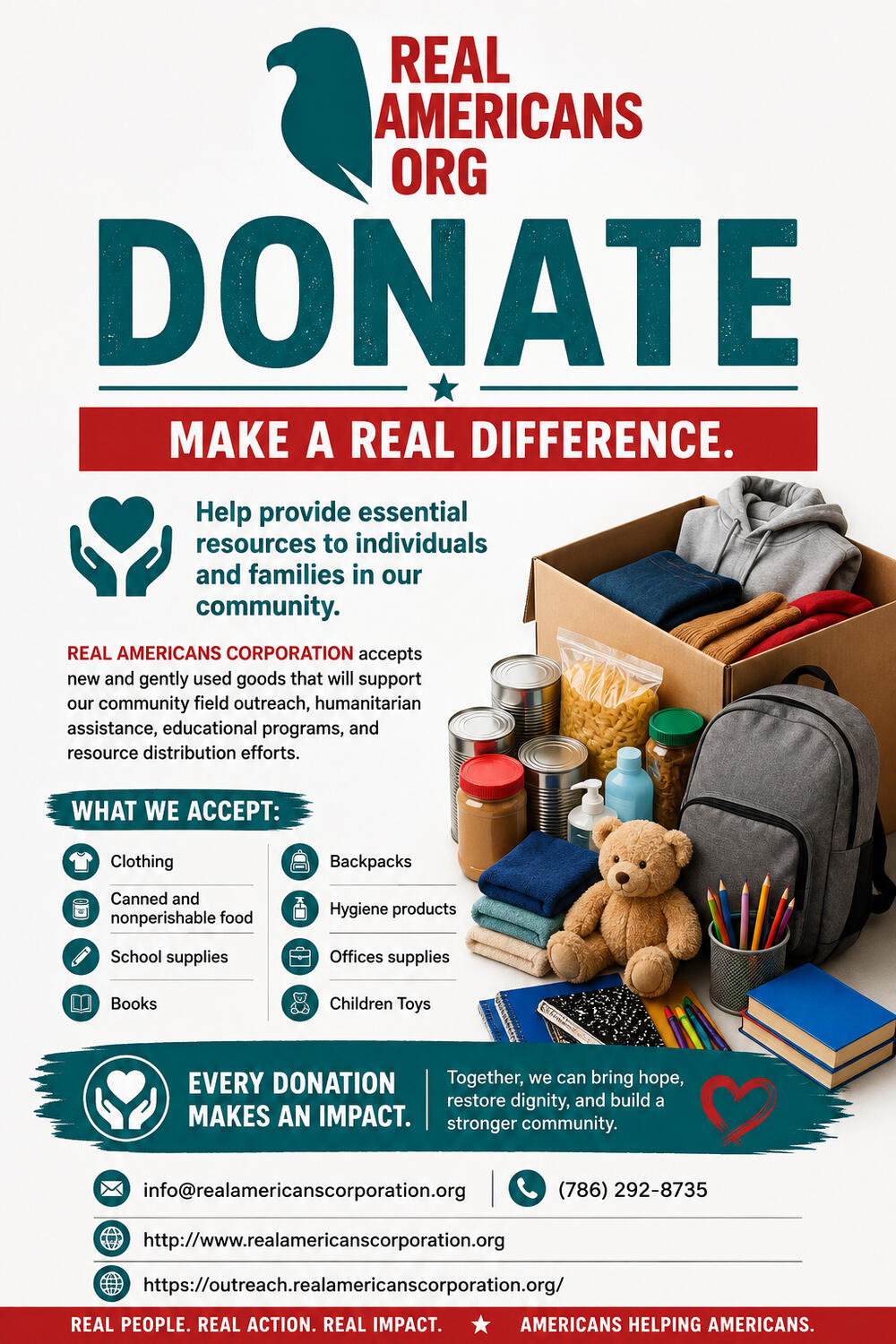REAL AMERICANS CORPORATION DONATE FLYER